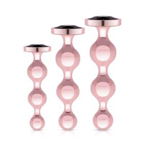 Набір анальних іграшок Rosy Gold - Metal Butt Plug Set 3 Pieces Sex Aura
