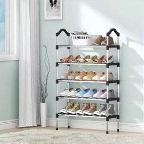 Стелаж для зберігання взуття 5 полиць Shoe rack Чорний SKLM-16-5