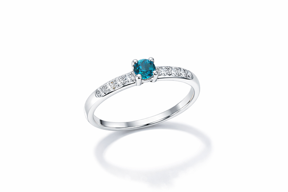 Элегантное кольцо из белого золота с  топазом London Blue К-0575 15.5 | Зображення 3