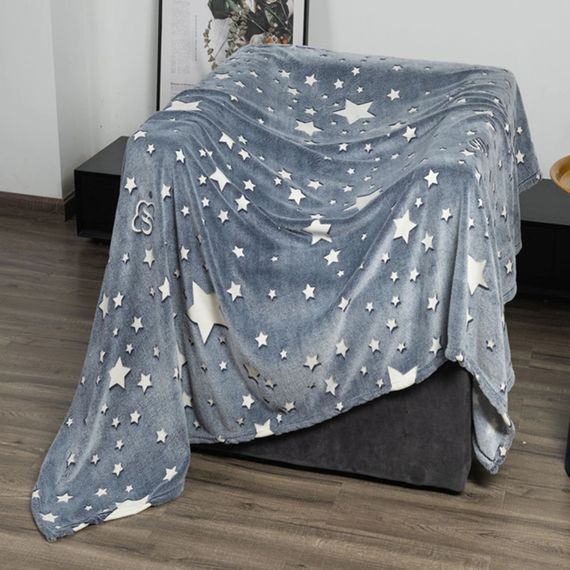 Светящийся в темноте плед плюшевое покрывало Blanket kids Magic Star 150х100 см флисовое одеяло. Цвет: серый | Зображення 2
