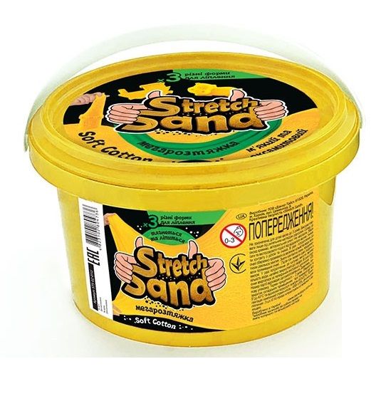 Кінетичний пісок "Stretch Sand" STS-02-01U Danko Toys 400 гр, у відрі (4823102804736) Жовтий