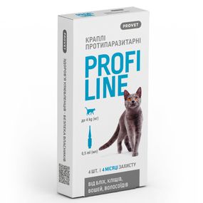 Краплі від бліх, кліщів та вошей Provet Profiline для котів до 4 кг 4 піп