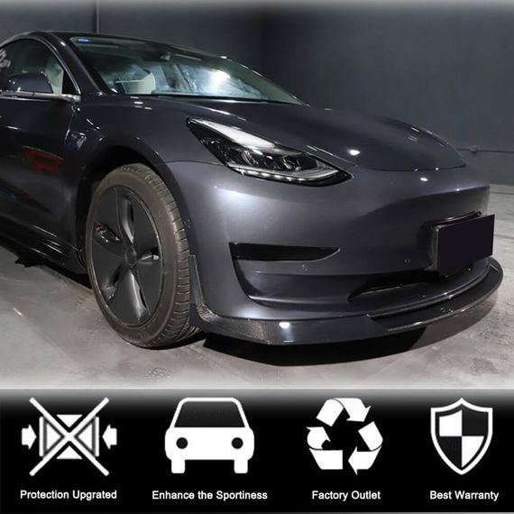 Передний Бампер Лип Карбон V2 (2016-2022) для Tesla Model 3 2017- гг | Зображення 2