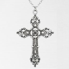Цепочка с кулоном Крест в стиле барокко с узором винтажного богемного или готического стиля 5.6 см