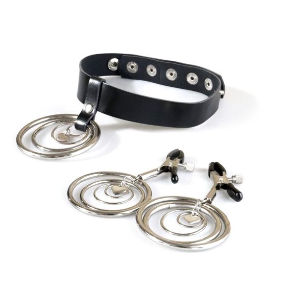 Набір чокер + затискачі Art of Sex - Choker and Nipple clamps Triada, колір чорний sexstyle