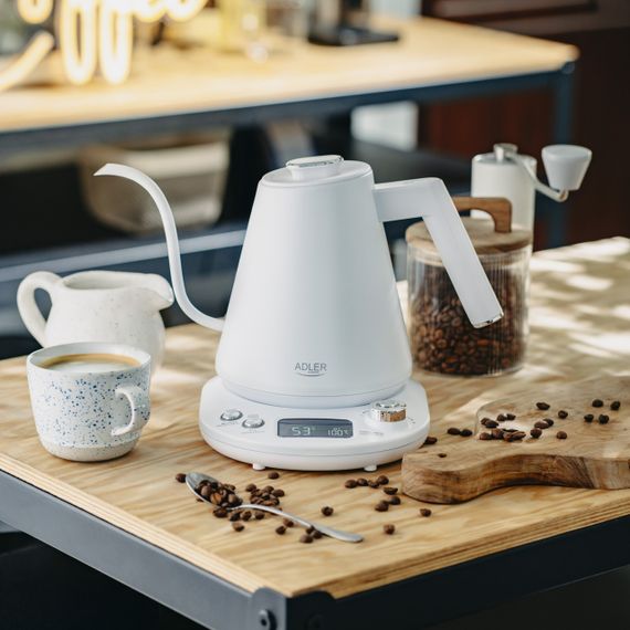 Електрочайник з нержавіючої сталі Adler AD 1349 білий 1 л, 1100 Вт, з регулюванням температури | Зображення 4