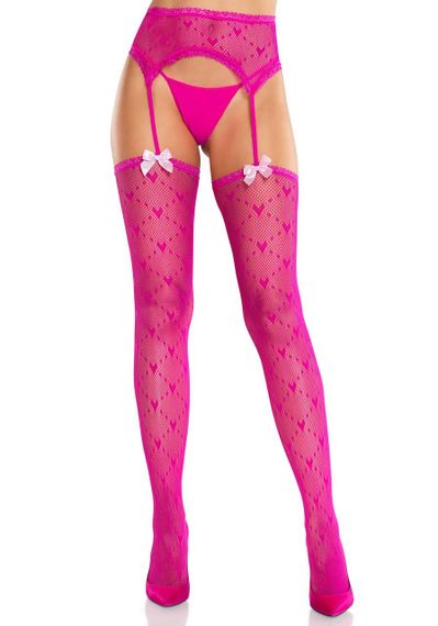 Колготки-панчохи Leg Avenue Heart Garterbelt Stockings One Size Magenta Sex Aura