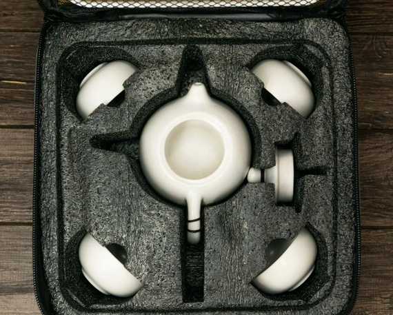 Чайный набор для чайной церемонии дорожный - чайник, чайная доска, 4 чашки в сумке | Зображення 7