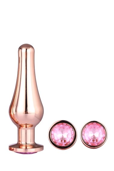 DT21875 набір анальних пробок конічної форми Dream Toys GLEAMING LOVE PLEASURE SET ROSE GOLD | Зображення 3