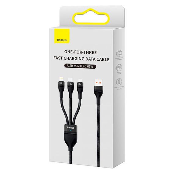 Дата кабель Baseus Flash Series 2 USB to MicroUSB-Lightning-Type-C 66W (1.2m) (CASS04000) | Зображення 5