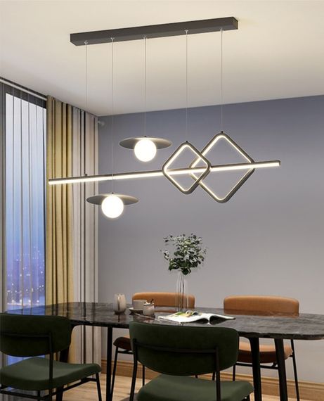 Люстра світлодіодна підвісна LED світильник для квартири на стелю лед 27603 Чорний 30-160х15х100 см.