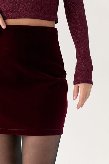 Коротка оскамитова спідниця - бордо цвет, S (є розміри) | Зображення 3