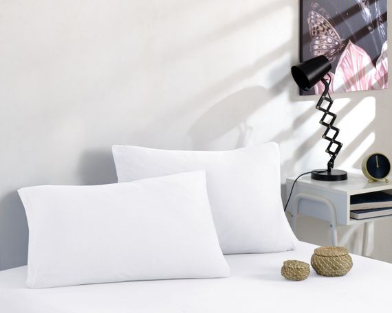 Простынь 200x220см трикотаж (джерси) на резинке с наволочками Белая | Зображення 2