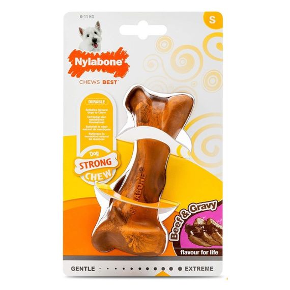 Іграшка для собак зі смаком яловичини Nylabone Strong Chew Rubber Bone Beef With Gravy, 12 см | Зображення 1