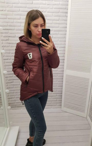 Жіноча демісезонна куртка з емблемою, арт.210/7, бордо | Зображення 8