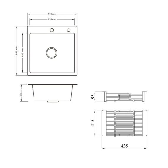 Комплект Lidz Handmade H5050HB Мойка для кухни интегрированная Decor Black PVD Honeycomb в комплекте с дозатором+Lidz LIDZK01B | Зображення 1