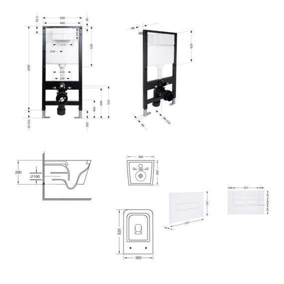 Готове рішення Qtap для ванної кімнати: підвісний унітаз Crow Ultra Quiet 520x360x290 + комплект інсталяції Standard (лінійна | Зображення 1
