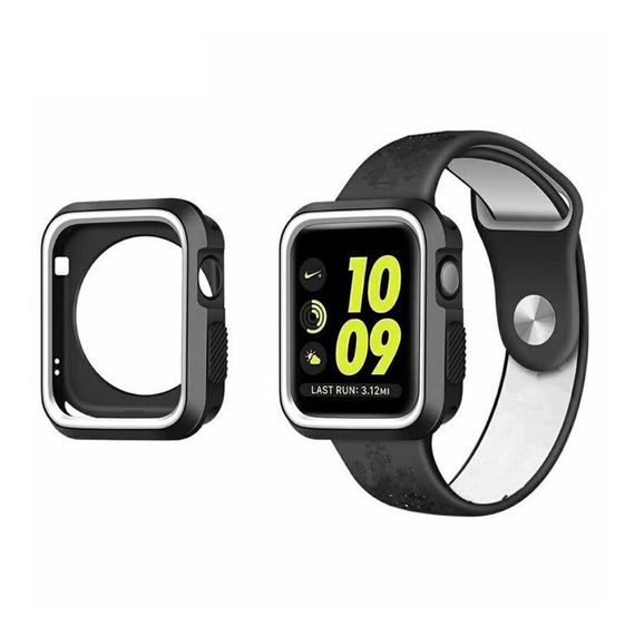 Силиконовый защитный корпус Primo для Apple Watch 38mm - Black / White