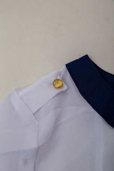 Блуза класична  -уцінка, колір біло-синій, 230R111-U-37 | Зображення 5