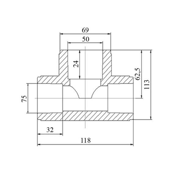 Трійник PPR Blue Ocean 75х50х75 редукційний SD00009227 | Зображення 1