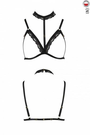 Бюстгальтер-стрепи з чокером Passion Exclusive SHELLY BRA S/M, black Sex Aura