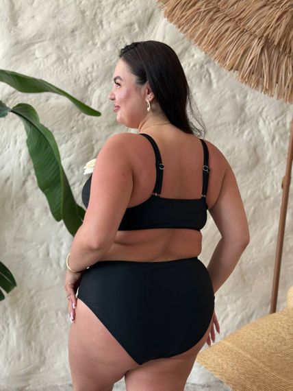 Купальник PLUS SIZE оригінального крою із квітами на топові та трусиках | Зображення 7