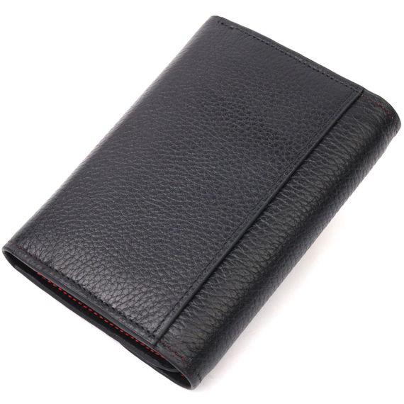 Классический горизонтальный женский кошелек с монетницей из натуральной кожи KARYA 21071 Черный | Зображення 1