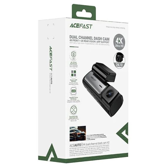 Видеорегистратор Acefast X2 2-inch display with rear camera (4K+2K) Black | Зображення 2