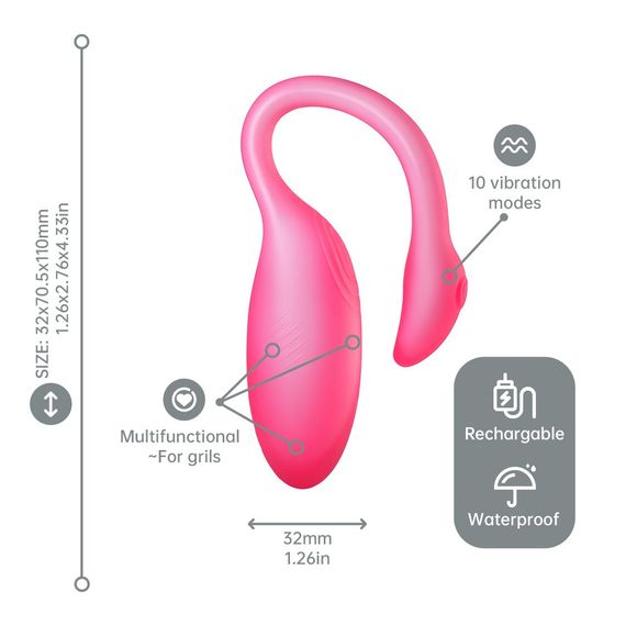 Смарт-віброяйце Magic Motion Flamingo Max Pink 2 в 1: віброяйце та тренажер Кегеля, 10 режимів | Зображення 2