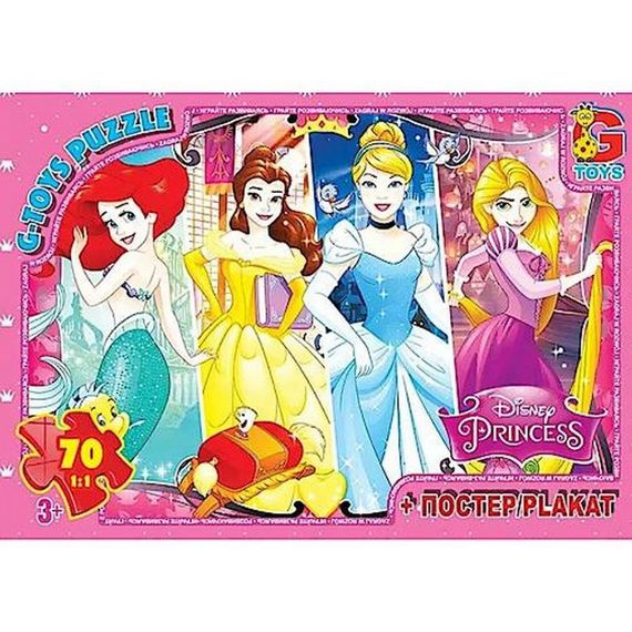 Детский пазл классический "Принцессы Дисней" PD91 плакат 70 элементов
