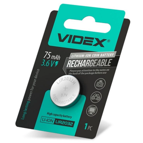Аккумулятор LIR2032 Li-lon 75mAh (бл-1шт) Videx