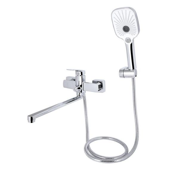 Змішувач для ванни Qtap Tern з довгим поворотним виливом (з душовим гарнітуром) QTTER260CRM47587 Chrome | Зображення 2