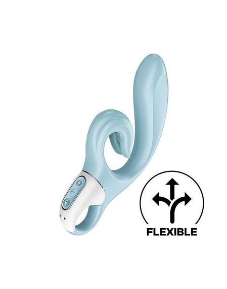 Вибратор-кролик Satisfyer Love Me Blue, гибкий, отросток с тройным кончиком sexstyle