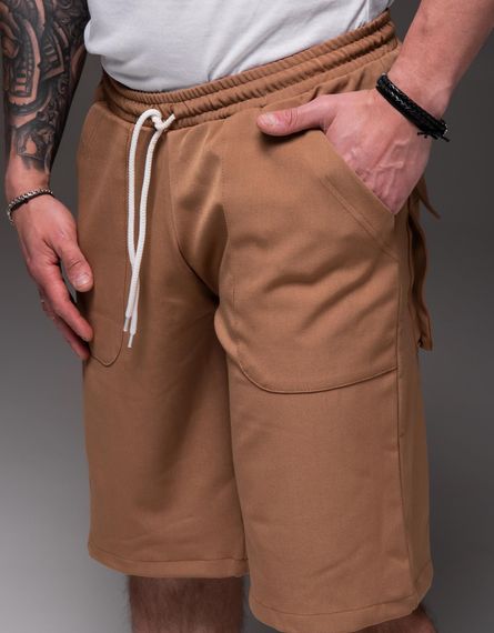 Мужские удлиненные свободные шорты с большими карманами RA2247, цвет бежевый, размер L | Зображення 4
