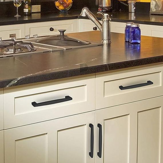 Ручки чорні, меблеві, для кухонних шаф, Кухонні ручки Чорні матові меблеві ручки | Зображення 4