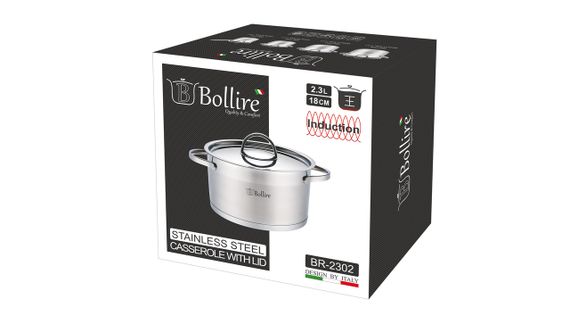 Кастрюля из нержавеющей стали с крышкой Catania Bollire 18 см 2.3 л - топ SEO. | Зображення 1