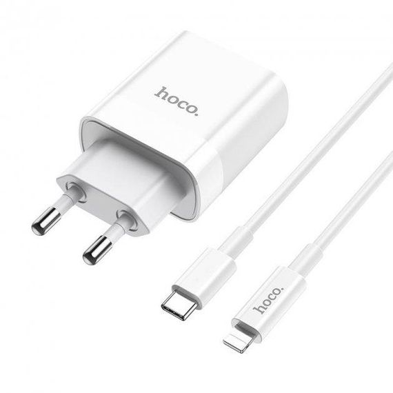Зарядний пристрій Hoco C80A PD 20W + QC 3.0 + cable Type - C to Lightning White