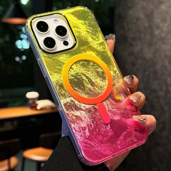 Чохол TPU Shiny Mountain (MagFit) для Apple iPhone 16 Pro (6.3") Yellow / Pink | Зображення 2