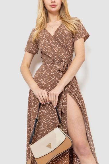 Сарафан у горох, колір коричнево-білий, 241R157 | Зображення 1