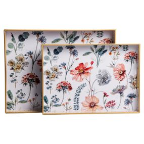 Набор прямоугольных подносов для подачи еды 2 (шт) 40×30×4 (см) красивые декоративные подносы для кухни, в кровать, на стол