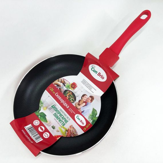 Сковорода з антипригарним покриттям "XYLAN" Con Brio CB-2614 26 см, сковорода для смаження. Колір: червоний | Зображення 4