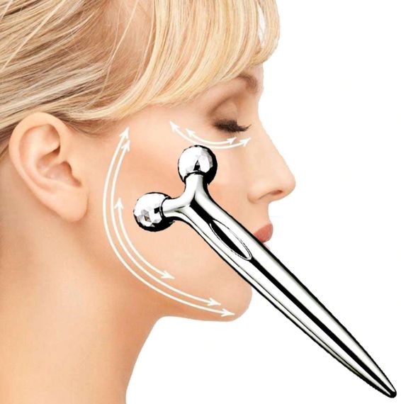 Роликовый ручной массажер для лица с 3D шариками LBJ-116B 3D Massager Серебристый | Зображення 7