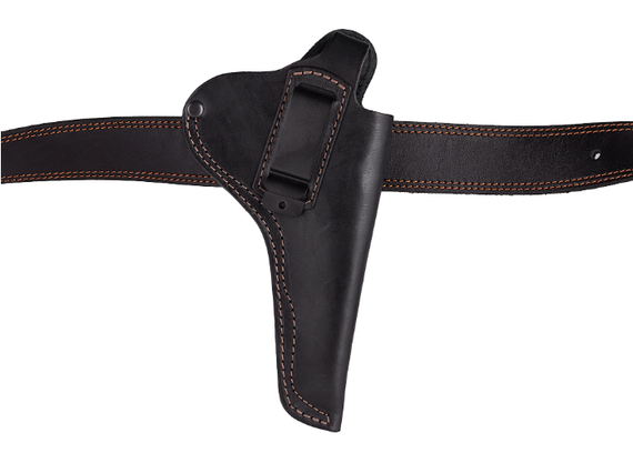 Кобура під Наган поясна  прихованого носіння не формована зі скобою шкіряна чорна | Зображення 4