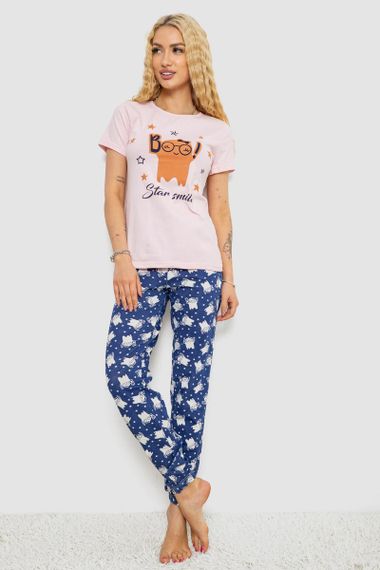 Пижама женская с принтом  -уценка, цвет розово-синий, 243R15847-U