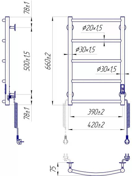 Рушникосушка Mario Класік НР-I 660х420-75 мм з таймером-регулятором 2.3.0113.10.P | Зображення 3