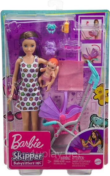 Ігровий набір Лялька Барбі Няня Barbie Skipper Babysitters з лялькою, візочком та малюком | Зображення 1