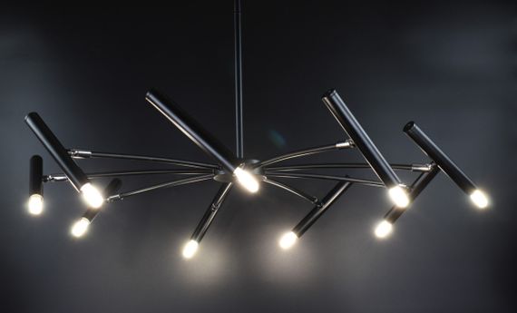 Люстра стельова на 9 лампочок 26420 Чорний 30-65х85х85 см. | Зображення 2