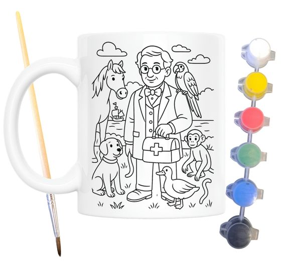 Набор для творчества кружка раскраска Доктор Дулиттл (по мотивам книги Хью Лофтинга) 330 мл белая (КР0199) | Зображення 1
