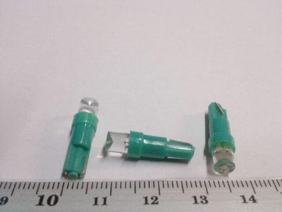 Лампа світлодіод б/ц 12V W1,2W T5 LED зелена
