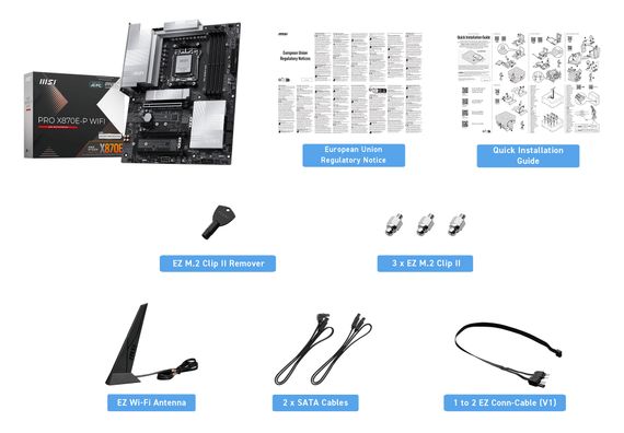 Материнcкая плата MSI PRO X870E-P WIFI sAM5 X870E 4xDDR5 M.2 HDMI WiFi BT ATX 911-7E70-002 | Зображення 1